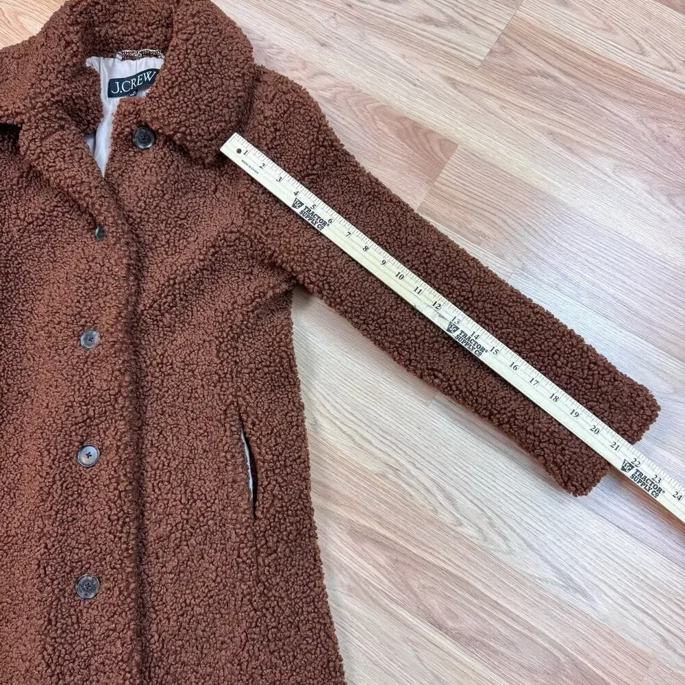 J.Crew Women’s Teddy Sherpa Coat Size SP Brown Tan Clay Winter Long Jacket